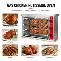 Four à rôtir au gaz commercial en acier inoxydable avec système de chauffage infrarouge, équipement de rôtissage automatique à 3 niveaux pour poulet