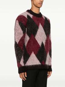 Pull en tricot de mohair personnalisé grande taille pour hommes Pull rayé Pull à col rond pour hommes - Product Image 3