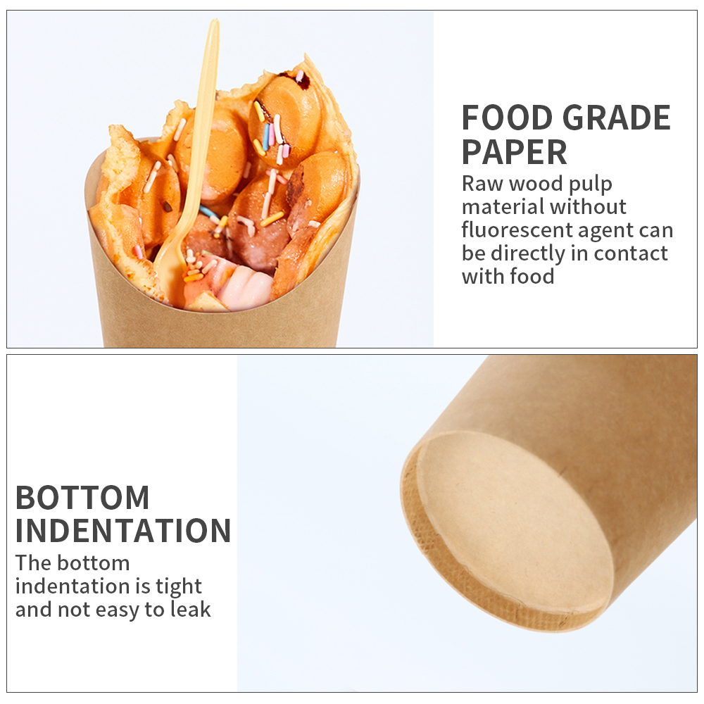 Custom high quality kraft paper chips french fries packaging cups