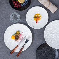 Nouvel arrivage de vaisselle en céramique Elegance Hotel Use Durable White and Black Porcelain Restaurant Modern Dish Stone Grain Plate