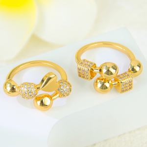 Trendy Italian Zirconia <b>Cocktail</b> <b>Rings</b> 21k <b>Gold</b> Plated Adjustable Fashion Bears <b>Ring</b> for Women Event Party - Product Image 3