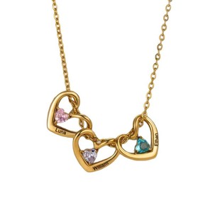Collier avec pendentif en forme <span class=keywords><strong>de</strong></span> cœur avec douze pierres <span class=keywords><strong>de</strong></span> <span class=keywords><strong>naissance</strong></span>, nouveau, plaqué or, en acier inoxydable, bijoux, cadeau d'amour pour la fête des mères, avec <span class=keywords><strong>perle</strong></span> principale - Product Image 3