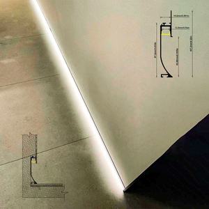 18107 LED battiscopa profilo in alluminio incorporato installazione incassata assemblata con striscia LED per luce decorazione interna - Product Image 3