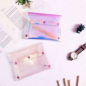 Pochette cosmétique en PVC irisé laser personnalisée PAXDUN pour filles, sac à maquillage en forme d'enveloppe pour femmes - Product Image 5