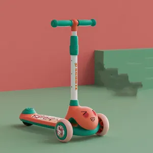 Yüksek kaliteli karikatür flaş 3 tekerlekli ayarlanabilir katlanabilir 5 in 1 itme skuter çocuklar için koltuk ile