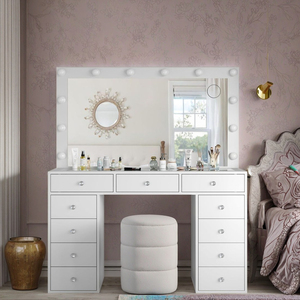 <span class=keywords><strong>Coiffeuse</strong></span> <span class=keywords><strong>Vasagle</strong></span> à 11 tiroirs, style moderne, multifonction, avec miroir éclairé - Product Image 1