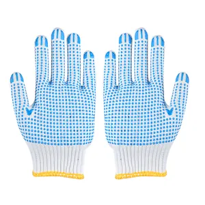 Pvc Dotted Gloves Cotton Polyester Mix Yarn And 10 Gauge Knitting Safety Glove With PVC Dots