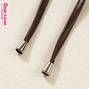 عزيزي العشاق بيع بالجملة البوتيك الغربية مزدوجة رفرف جيب الرباط تنحنح سترة جلدية فو النساء - Product Image 2