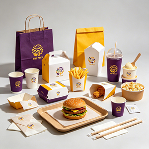 Boîte en carton personnalisée pour hamburgers coréens, frites et <span class=keywords><strong>poulet</strong></span> frit, avec poignée, pour emporter - Product Image 4