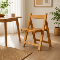 Chaise de salle à manger pliante en cuir avec structure en bois massif nordique, siège portable sans installation pour usage domestique et commercial