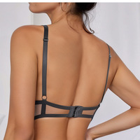 Soutien-gorge en dentelle transparente à épaules dénudées pour femme - Soutien-gorge respirant sans armatures à bonnets triangulaires avec bretelles en soie, en nylon