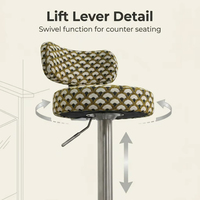 Tabouret de bar pivotant rond réglable en hauteur, OEM, avec dossier et base en acier inoxydable, pour îlot de cuisine, bar, café, zone de réception