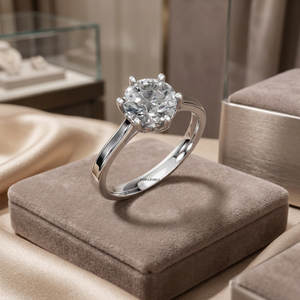 Bague de fiançailles de luxe en diamant de laboratoire taille brillant certifié IGI, or 10K 14K 18K, argent 925 935, cadeau d'anniversaire de mariage - Product Image 1