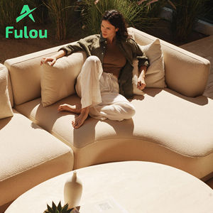 Sofá de jardín personalizado, chaise curvo, sofá seccional para exteriores, marco de aluminio, cojines impermeables para Patio Vill <span class=keywords><strong>Hotel</strong></span> - Product Image 2