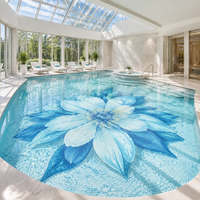 Mosaïque décorative en verre pour piscine, motif floral personnalisé pour spas, bains publics, centres de bien-être et projets de piscines, murale en mosaïque de verre pour piscine