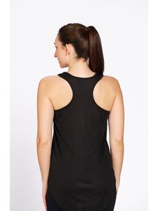 Munns & Mars Women Black Polyester Active Tank <b>Top</b> Sleeveless Racerback Full Coverage Curve Hem Gym Workout Yoga Running Fitness - Product Image 4