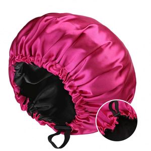 Gorros de Dormir de Doble Capa con Forro de Seda Suave, Gorro de Satén con Cordón para Dormir, para Cabello Rizado Natural - Product Image 3