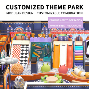 Parque Infantil Interior con Temática de Carnaval Retro, con Piscina de Pelotas, Tobogán y Área de Escalada para Niños, Centro de Entretenimiento - Product Image 6