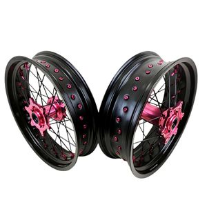 Juego de ruedas Pink Hubs Fit KT M EXC YZF 16/17, llantas rosas, Super motocicleta Motard Dirt Bike Pit Bike Wheels - Product Image 4