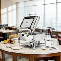 Luxuriöser Hotel-Bankett-Tischaufsatz, Brennstoffbetriebener Buffet-Speisenwärmer, Chafing Dish aus Edelstahl, 6L, Schwarz, Manuelles Wärmeausrüstung