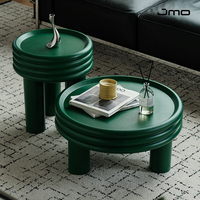 Ensemble de table basse ronde extensible en plastique durable, style minimaliste moderne, avec table d'appoint pour petits appartements et canapés