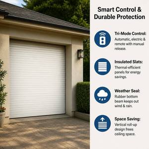 <span class=keywords><strong>Porte</strong></span> de garage automatique électrique à enroulement en acier avec moteur et déverrouillage manuel, <span class=keywords><strong>porte</strong></span> sectionnelle pour maison résidentielle et entrepôt - Product Image 2