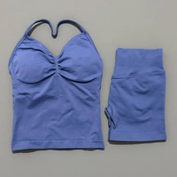 Ensemble de yoga 2 pièces sans couture en Spandex/Nylon, amincissant, rehausseur de fessiers, short de sport fitness, séchage rapide, anti-plis