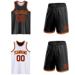Ensemble de maillots de basket-ball personnalisés réversibles sans manches à col en V, imprimés par transfert thermique, en polyester, pour équipes scolaires et clubs - Product Image 1