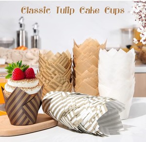 Taza de pastel de papel de tulipán, delineador de muffins blanco, proveedor profesional, precio de fábrica - Product Image 5