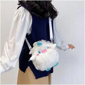 OEM yeni yaratıcı uzun saç küçük canavar kişiselleştirilmiş pelüş çanta bebek kız moda cep telefonu küçük vücut çanta