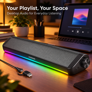 Barra de Sonido Portátil USB BT para Computadora con Iluminación RGB 2.0, Control de Volumen Estéreo, Altavoz para Juegos de PC y Laptop para Compradores Globales - Product Image 1