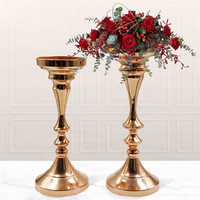 Supports de fleurs en métal doré de luxe pour mariage, centre de table pour banquet, hôtel, restaurant, vase à fleurs