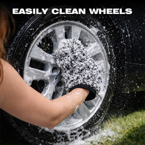 Gant de lavage de voiture en microfibre, sans rayures, réutilisable, pour nettoyer les roues, libère facilement les contaminants pour le nettoyage des roues - Product Image 5