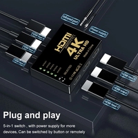 Conmutador HDMI OEM de 5 Puertos, Conmutador HDMI 5x1, 5 Entradas 1 Salida, Control Remoto IR con 3D Completo y 4Kx2K para HDTV, DVD, STB, PS4, PC