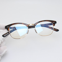 Monturas Ópticas Retro para Mujer, Gafas de Negocios a la Moda, Monturas de Acetato y Metal de Alta Calidad, Diseño Ovalado para Hombre