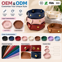 Boîte de rangement de bureau en cuir PU avec logo personnalisé pour clés, portefeuille, maquillage, plateau de rangement de bureau, plateau de table, table de chevet, décoratif
