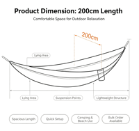 Hamac de camping en nylon en gros pour usine, simple ou double, pour la plage ou la randonnée, accessoire extérieur pour une qualité de sommeil optimale