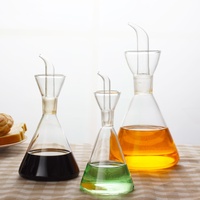 Bouteille d'huile de cuisine en verre borosilicate haute résistance avec couvercle anti-fuite latérale, pour sésame, assaisonnement, sauce soja, huile de piment, compatible micro-ondes, pour le camping