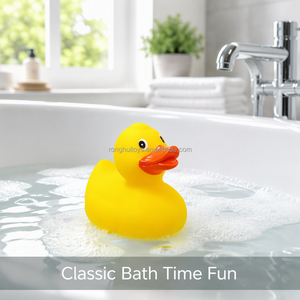 Lindo pato de goma amarillo de 10 cm (4 pulgadas) para baño, juguete chirriante flotante para jugar en el agua, para niños pequeños y bebés en la <span class=keywords><strong>bañera</strong></span>. - Product Image 3