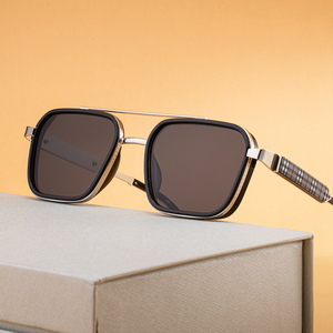 Lunettes de soleil KAJILA Fashion Fancy Designer avec logo personnalisé, monture carrée en métal, double pont, protection UV400 pour hommes - Product Image 2
