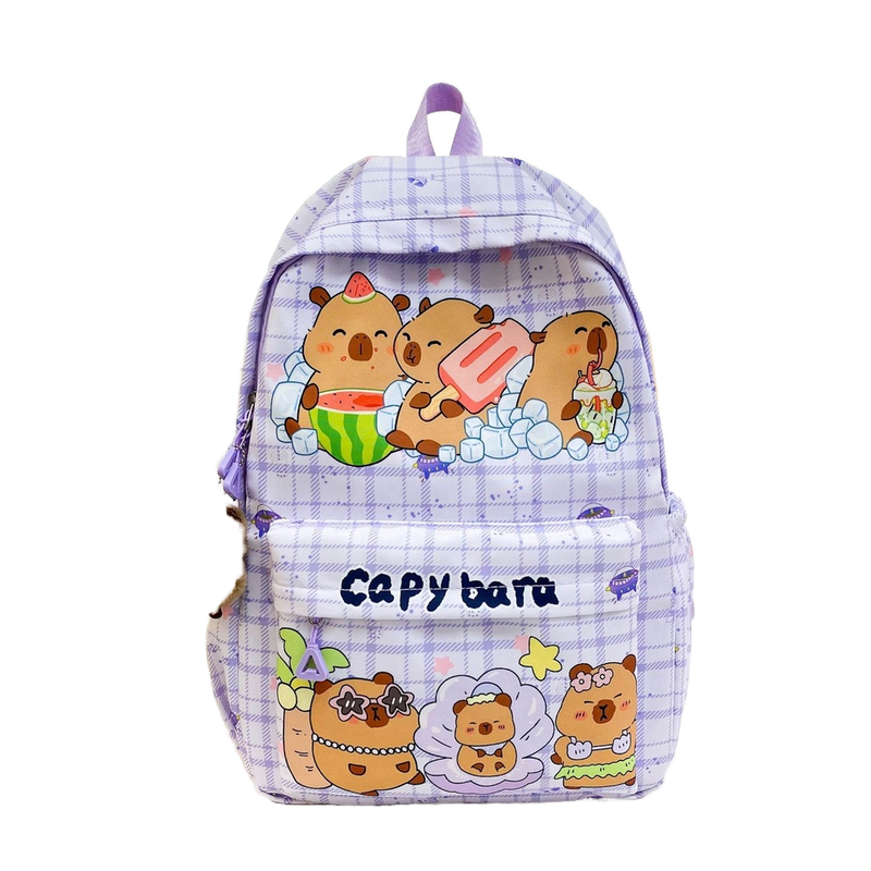 Trendy Kapibara Printed School Backpack Large