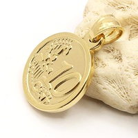 Collar de Lujo Clásico con Cadena de Eslabones de Acero Inoxidable y Colgante de Moneda de Oro de 27mm/20mm con Engaste de Garra, 12/5g, para Fiesta de Aniversario