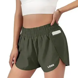 Wholesale Tulip Hem Sports Shorts Elastic Waist Training Shorts Loose Gym Pants Inside Two Piece Yoga Pants With Pocket