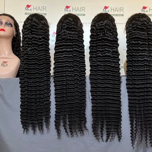 Pelucas frontales de onda profunda de 32 a 40 pulgadas listas para enviar, pelucas de encaje transparente de alta calidad con nudos pequeños - Product Image 4