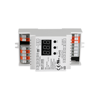 Décodeur DMX512 à 4 canaux compatible RDM pour éclairage LED avec boîtier en plastique, installation sur rail DIN