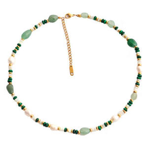 Conjunto de Joias com Colar e Pulseira de Pedra Verde Clássica e Delicada, Pérola Natural e Contas de Energia - Product Image 5