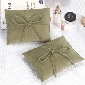 Bolsa de terciopelo verde con logotipo impreso personalizado, bolsa de regalo de gamuza sintética ecológica para joyería, bolsa de sobre de polvo de terciopelo - Product Image 4