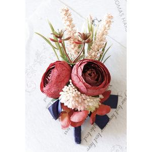 Hochwertige rote Seide Rose Hochzeit Corsa gen Brautjungfer Handgelenk Corsa gen mit Brosche Pins für Party Prom künstliche rote Blumen - Product Image 6