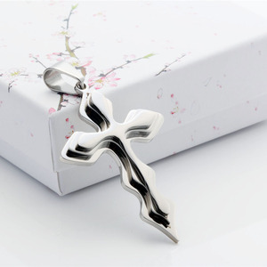 yunnique <b>Cross</b> Pendant Necklace Stainless Steel Unisex Fashionable Gold Black Blue Gift Jewelry - Product Image 3