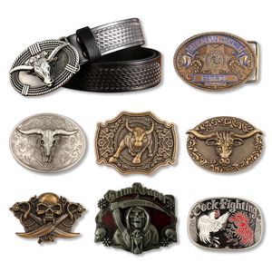 Hebillas de Cinturón Personalizadas con Diseño Decorativo en 3D, Hebillas de Metal de Aleación de Zinc con Diseño Vaquero Occidental para Hombre - Product Image 1